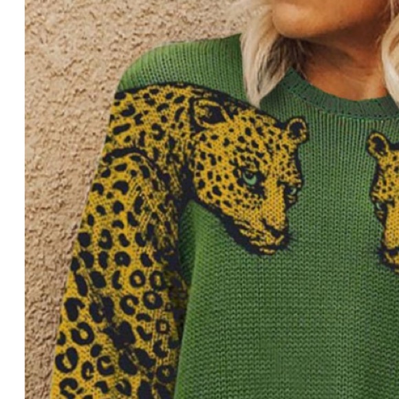 🆕🐆Leopard Sleeve Oversized Sweater - Picture 3 of 8